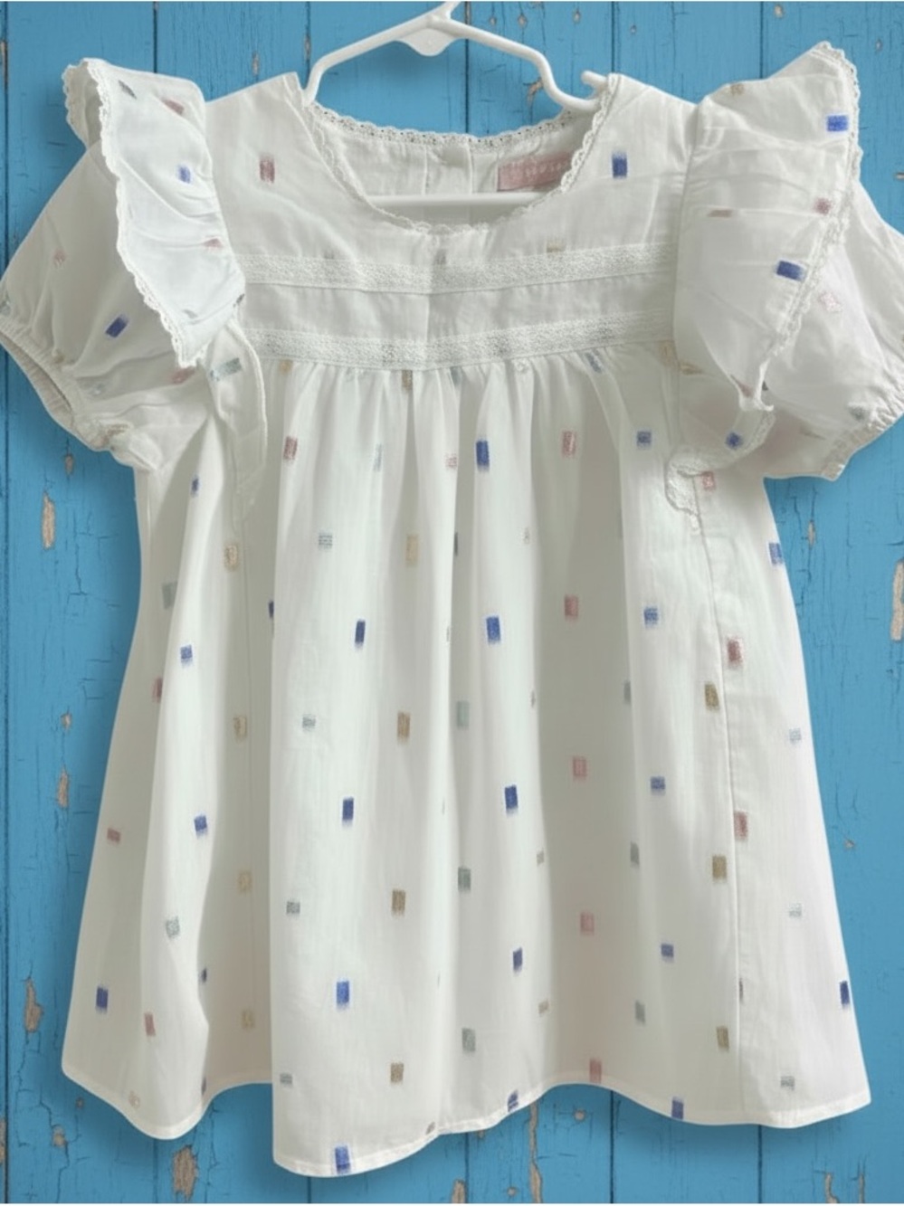 BCBG Girls Sz 6 White Confetti Cotton Dress NWOT